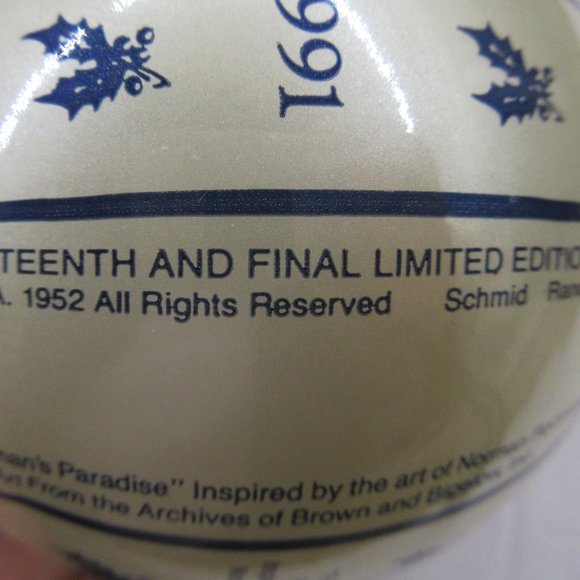 Norman Rockwell 1991 Fisherman's Paradise Glass Ball Ornament Ltd Ed Schmid - Picture 8 of 12